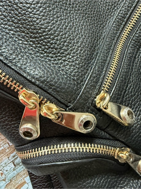 Henri Bendel Black Soft Pebbled Leather Backpack with Gold Hardware #Luxury